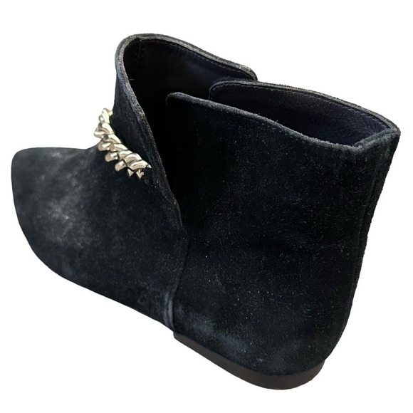 Tila March Paris Black Suede Leather Gold Chain Booties Boots Size 37 (US 7) - Picture 7 of 9